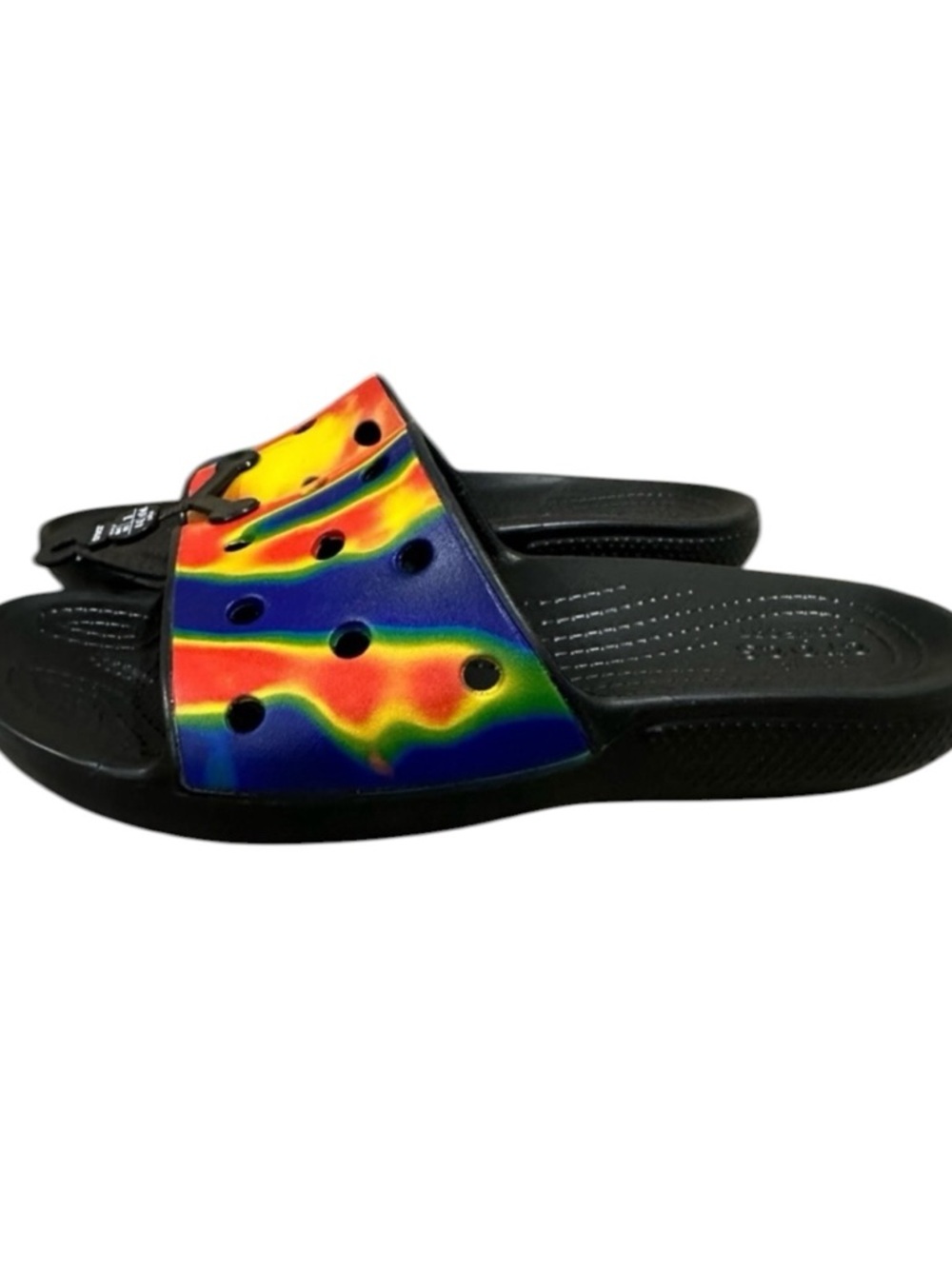 CROCS Classic Tie Dye Slides Sandals for Men Size 8 or Women Size 10. - Picture 8 of 9